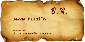 Berda Milán névjegykártya